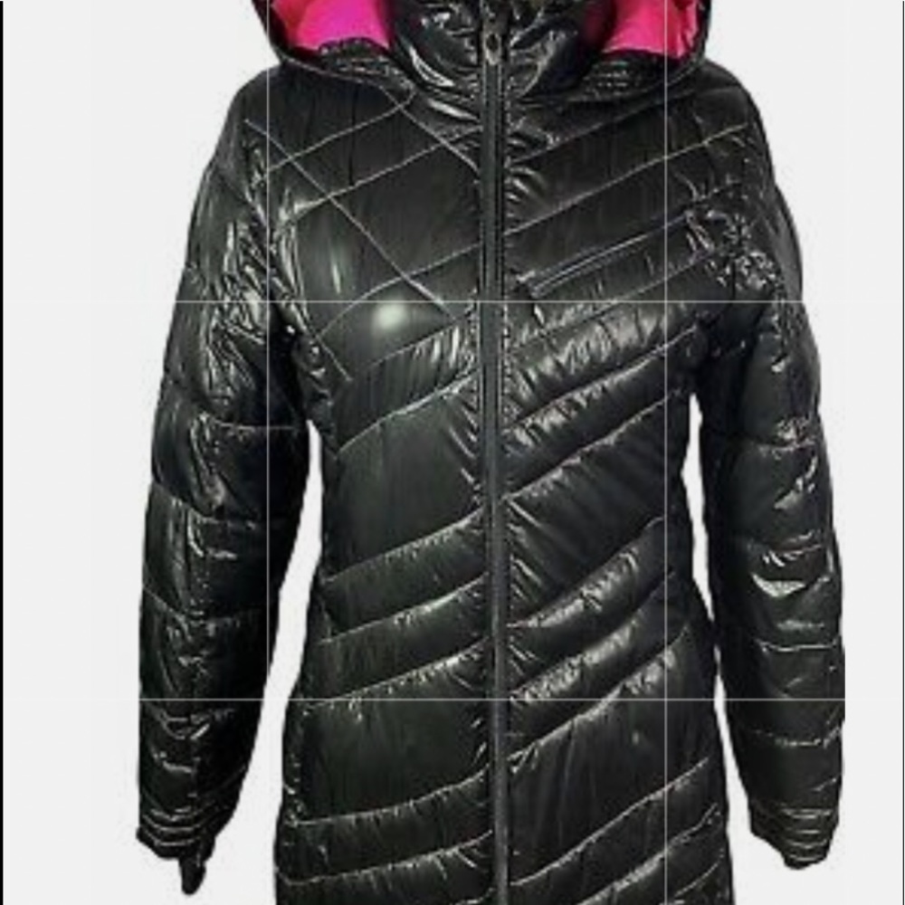 Hooded down puffer long jacket